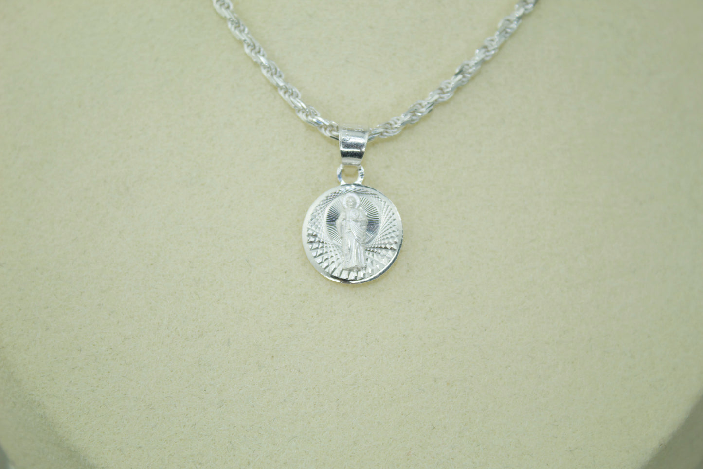 Double-Sided Saint Jude (San Judas) and Virgen Pendant .925 Sterling Silver