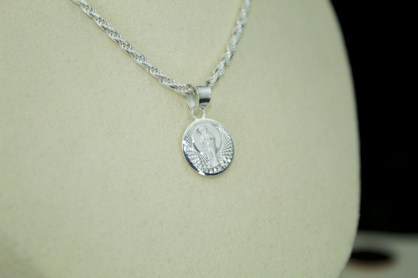 Double-Sided Saint Jude (San Judas) and Virgen Pendant .925 Sterling Silver