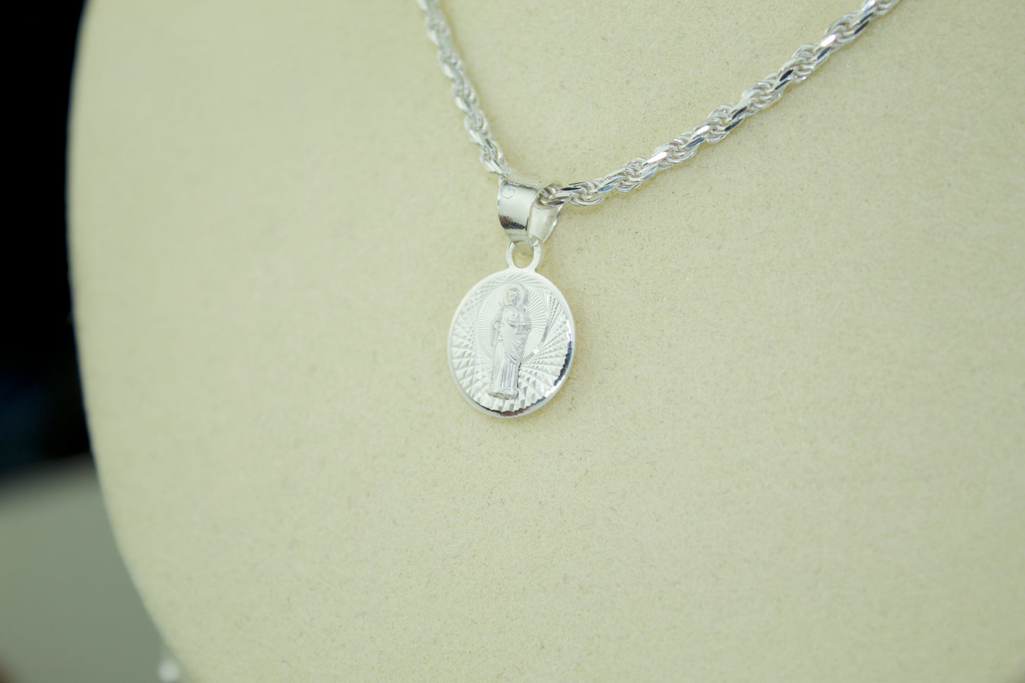 Double-Sided Saint Jude (San Judas) and Virgen Pendant .925 Sterling Silver