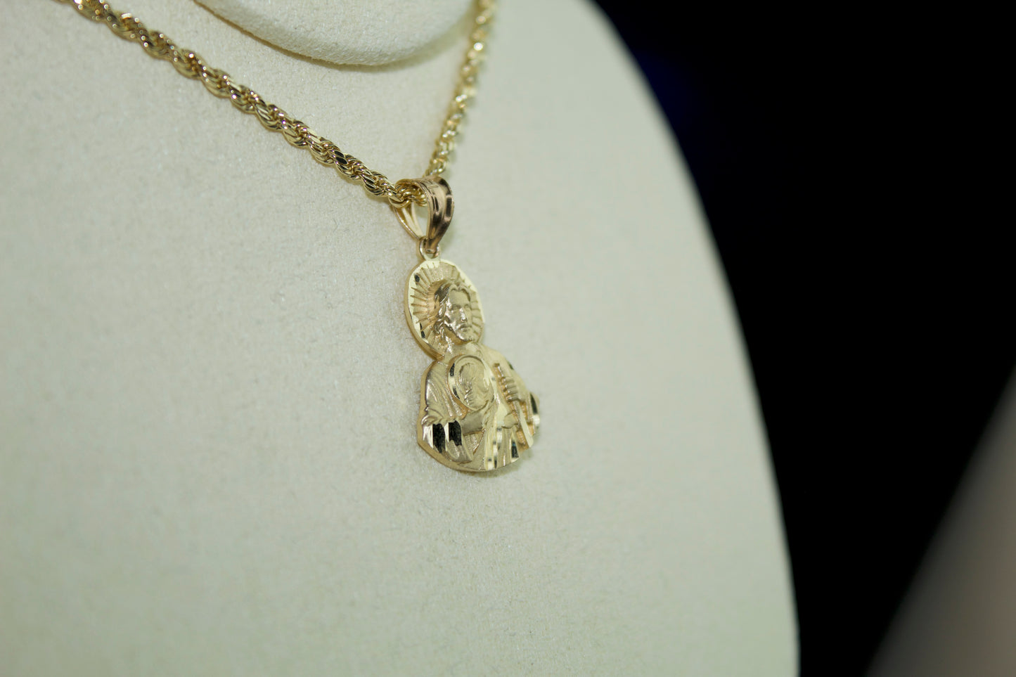 14K San Judas Pendant – Diamond Cut Radiance