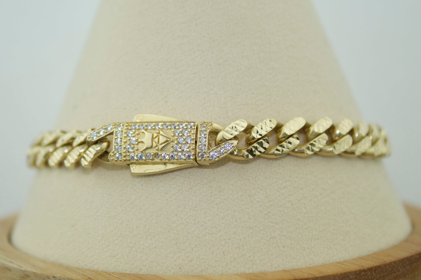14K Monaco Diamond-Cut Cuban Link Bracelet – 8"