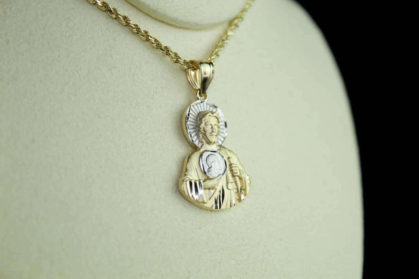 14K San Judas Diamond-Cut & Matte Pendant