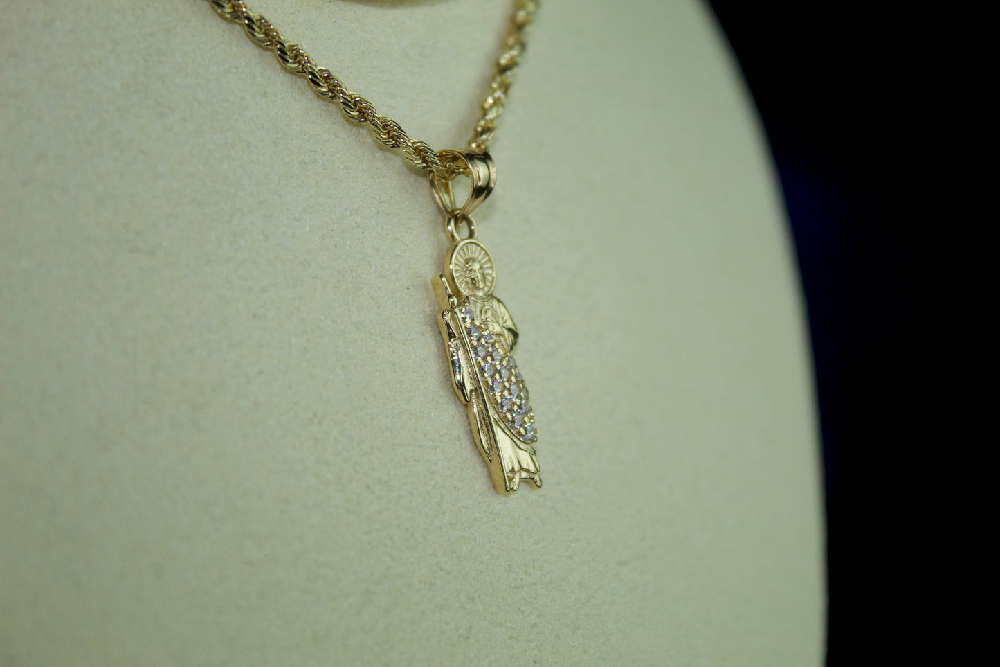 14K San Judas CZ Pendant
