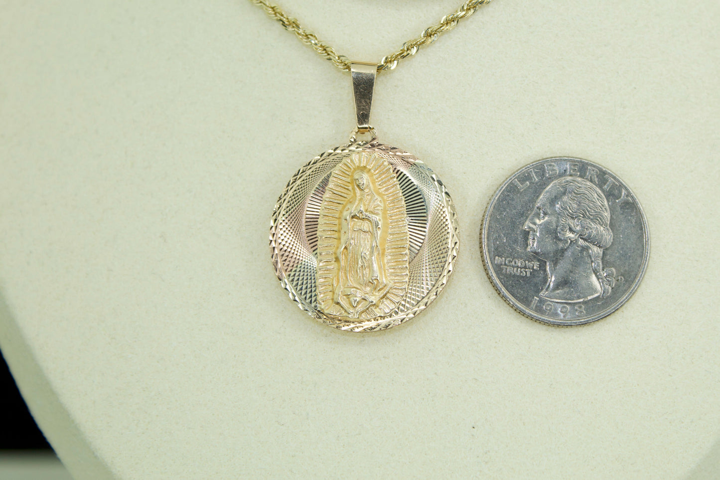 14K Virgen de Guadalupe / Sagrado Corazón Double-Sided Pendant