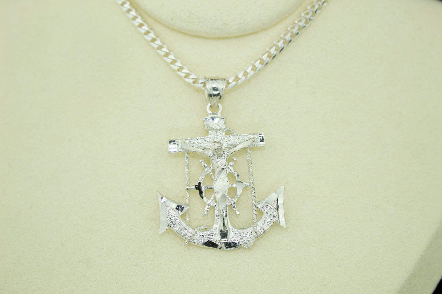 Large Anchor Cross Pendant .925 Silver