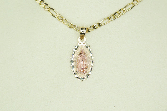 14K Handmade Virgencita Pendant – Solid Gold