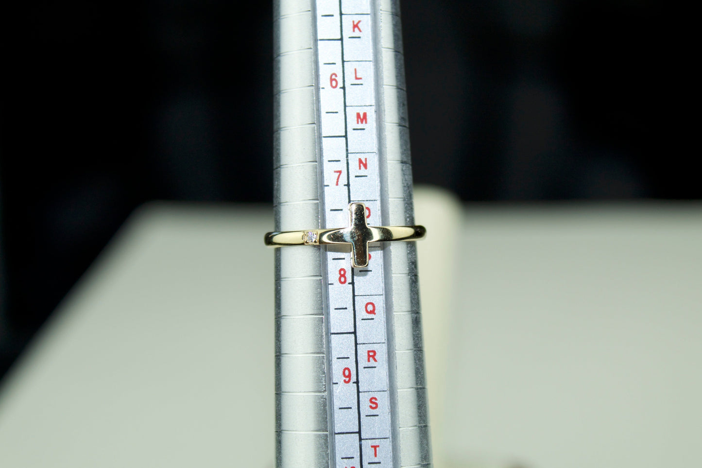 14K Gold Cross Ring with CZ Accent