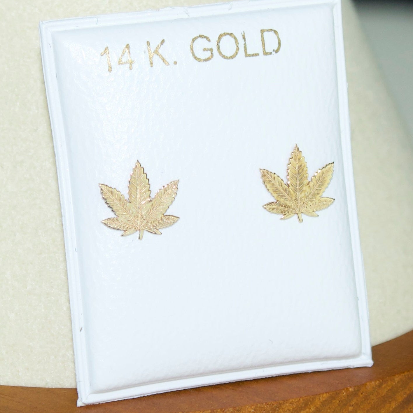 Cannabis Leaf Stud Earrings | 14K | Screw Back