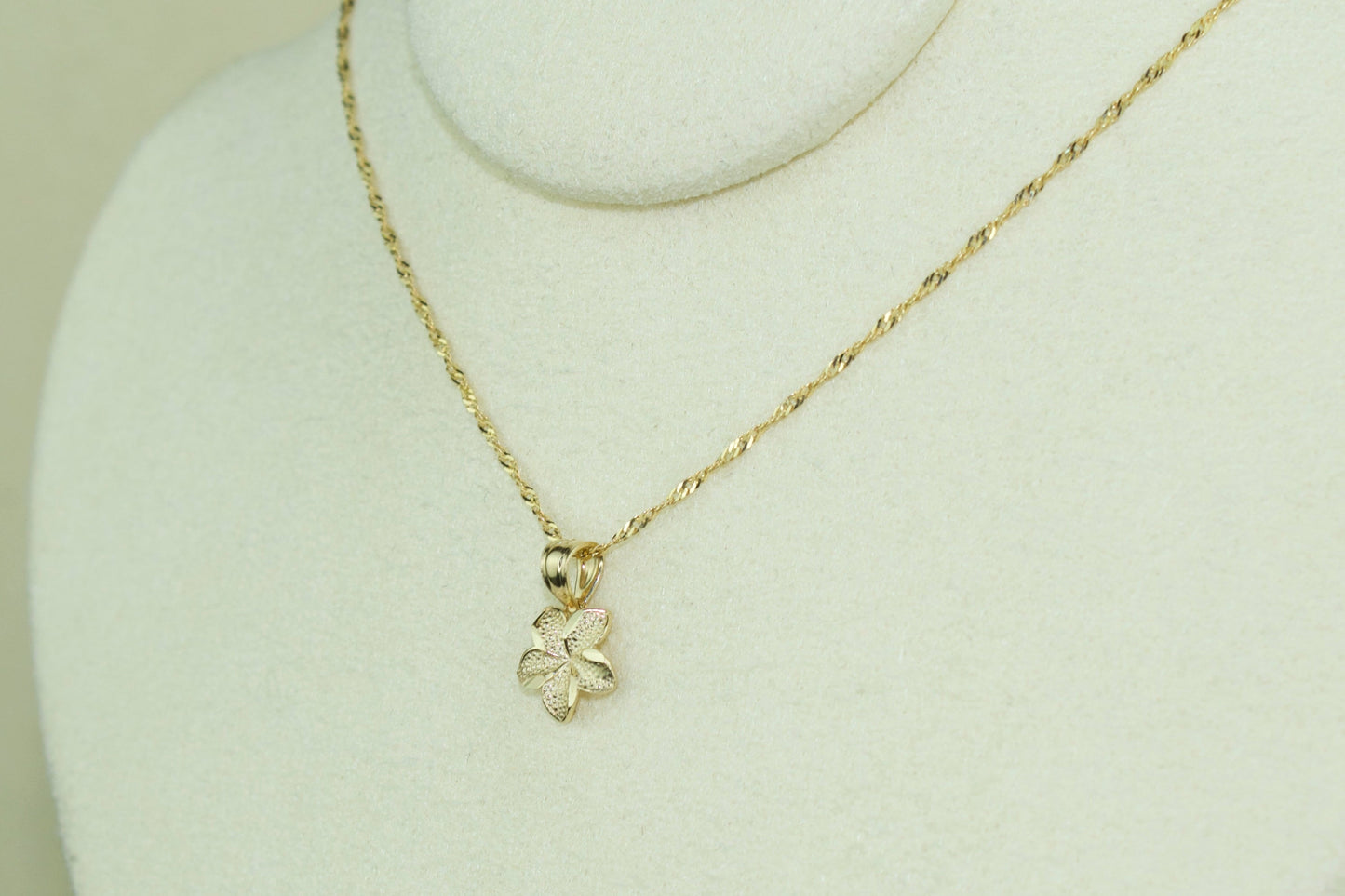 14K Eternal Hibiscus Set with Singapore Chain 18 Inch or 20 Inch