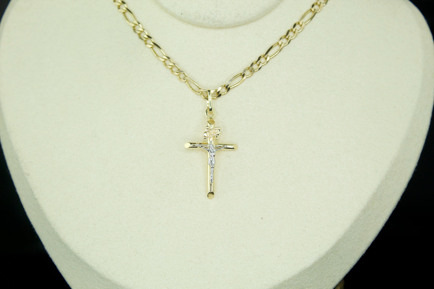 14K Handcrafted Crucifix Pendant – Two Tone