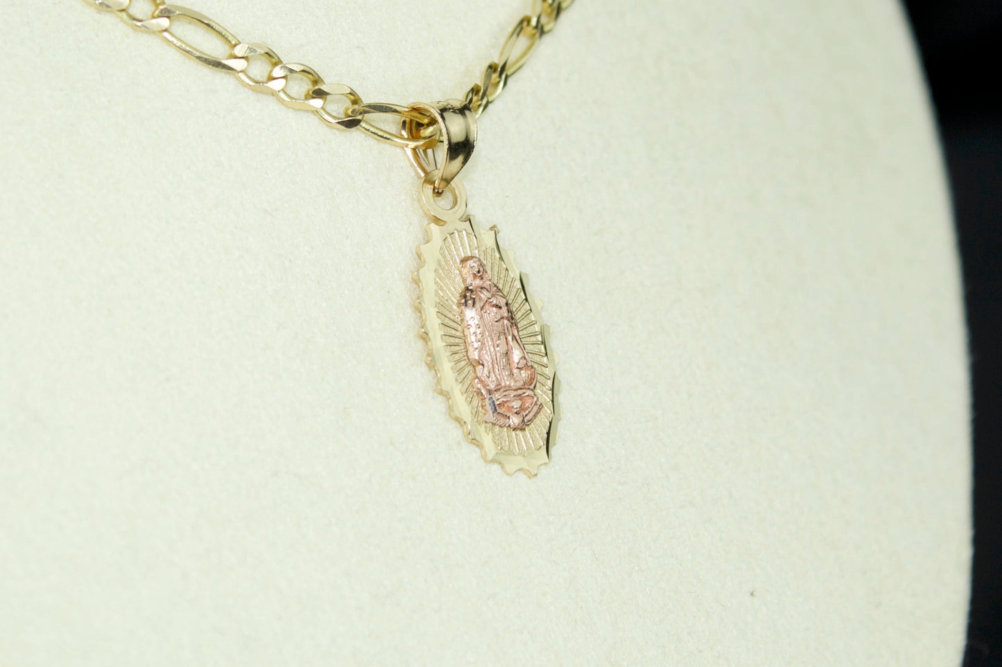 14K Handmade Virgencita Pendant – Solid Gold
