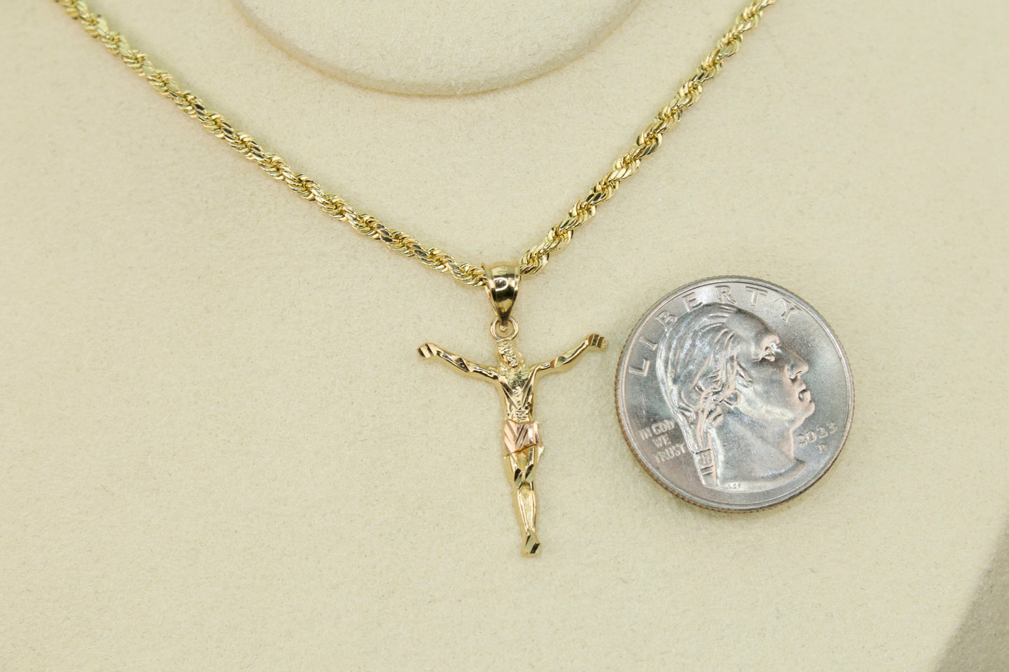 14K Three Tone Jesus Crucifix Pendant