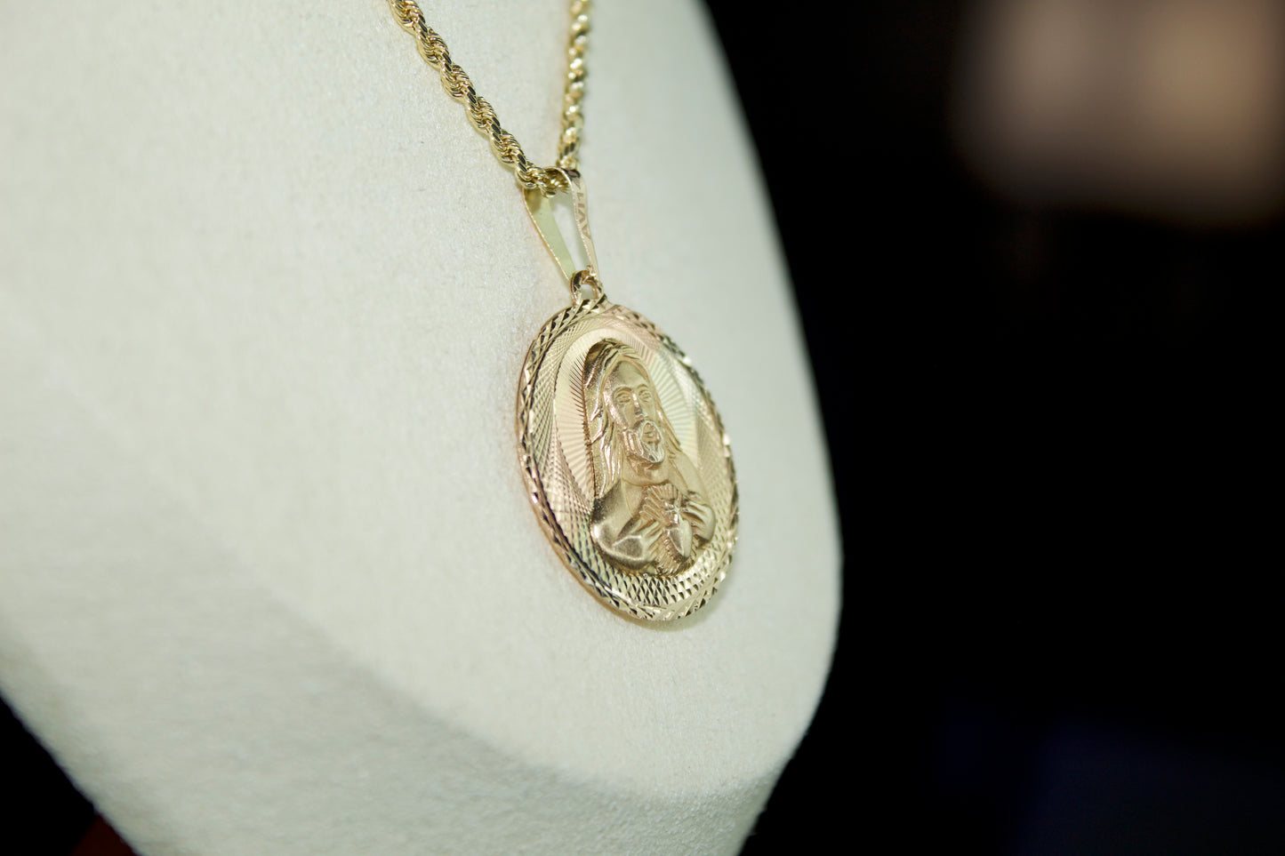 14K Virgen de Guadalupe / Sagrado Corazón Double-Sided Pendant