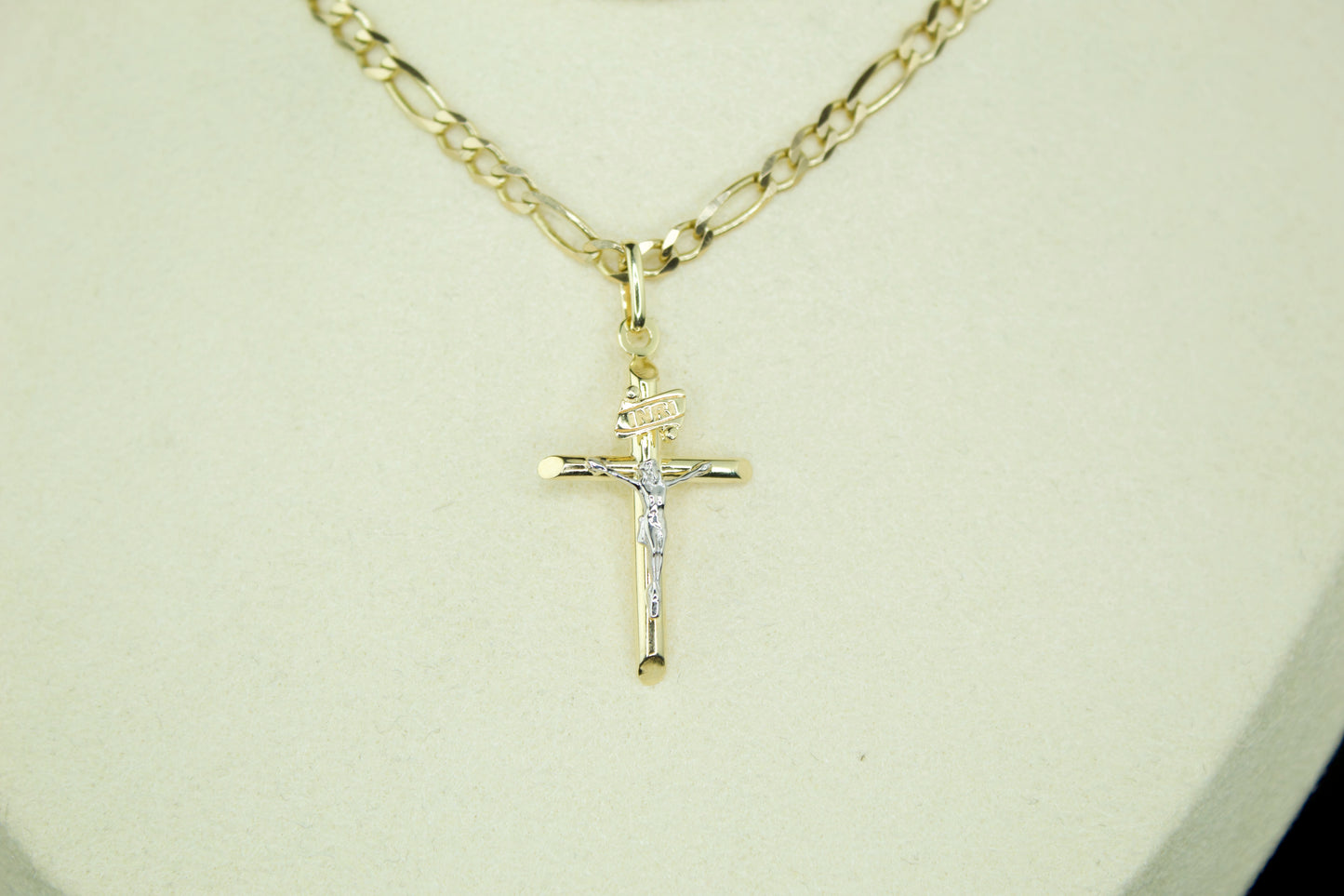14K Handcrafted Crucifix Pendant – Two Tone