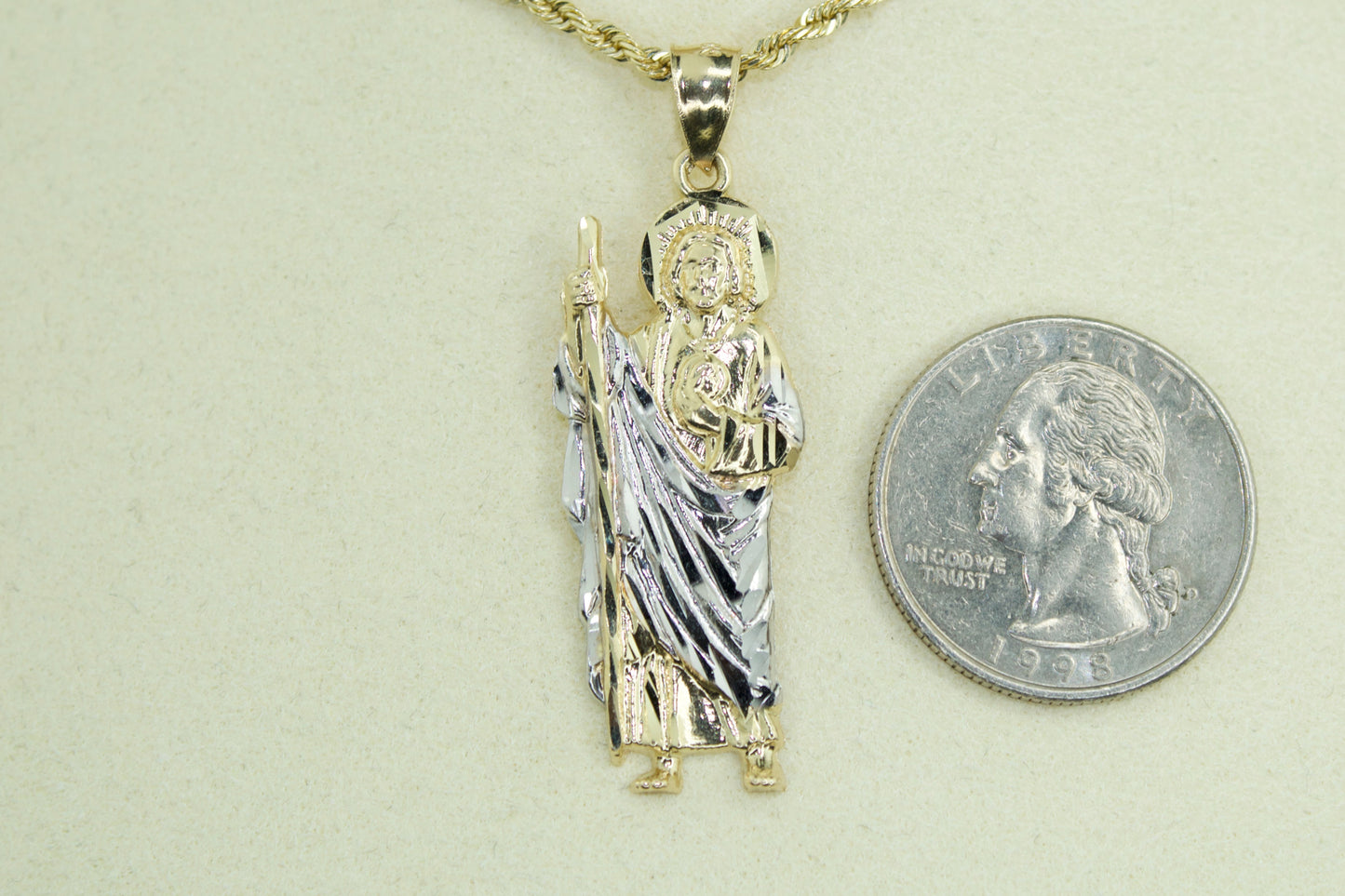 14K San Judas Two-Tone Diamond-Cut Pendant