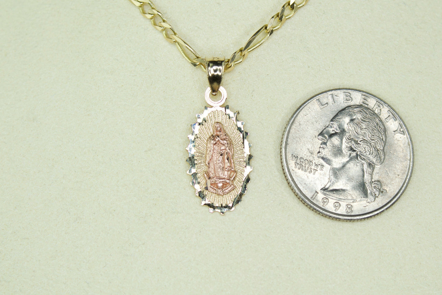 14K Handmade Virgencita Pendant – Solid Gold