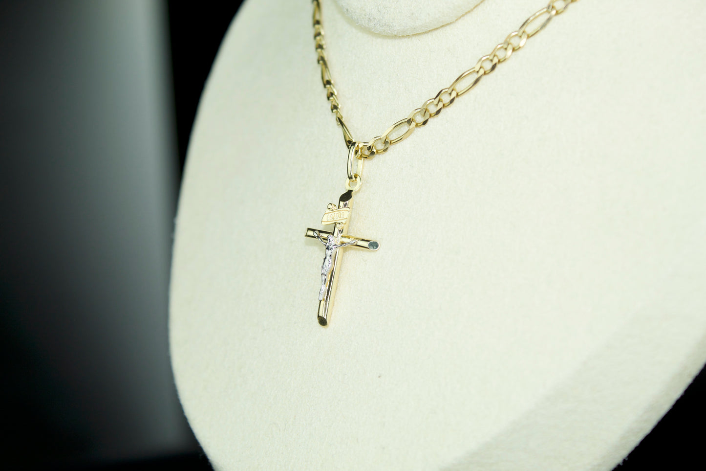 14K Handcrafted Crucifix Pendant – Two Tone