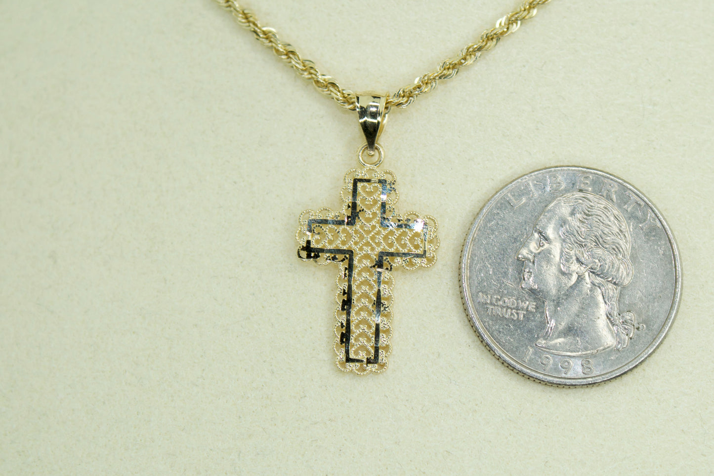 14K Filigree Cross Pendant