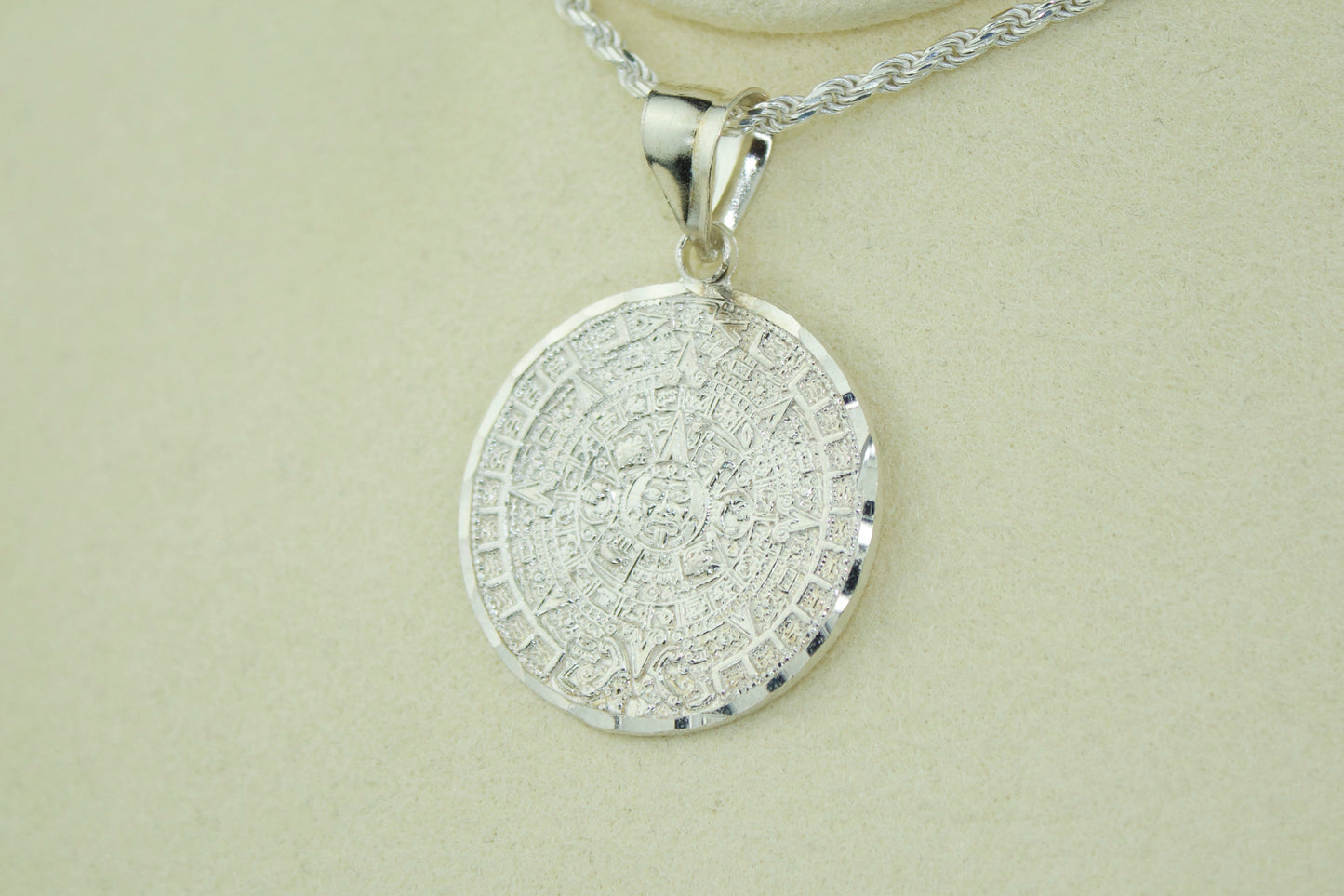 Aztec Calendar Pendant Large .925 Sterling Silver