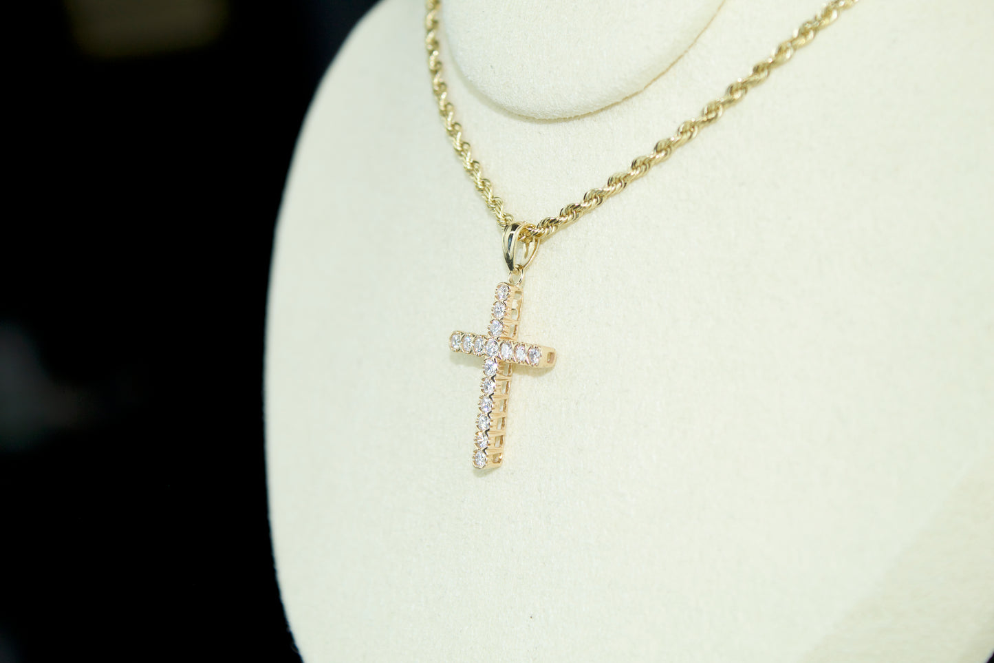 1/2 CT Lab Grown White Diamond 10K Cross Pendant
