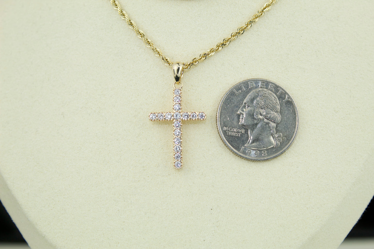 1/2 CT Lab Grown White Diamond 10K Cross Pendant