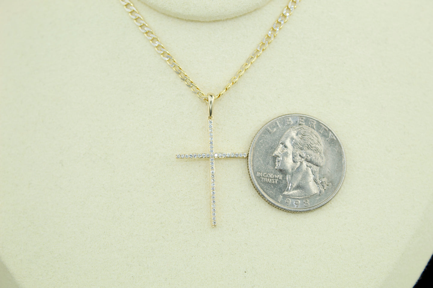 Solid 14K Gold Diamond Cross Pendant – .14ct Natural Diamonds