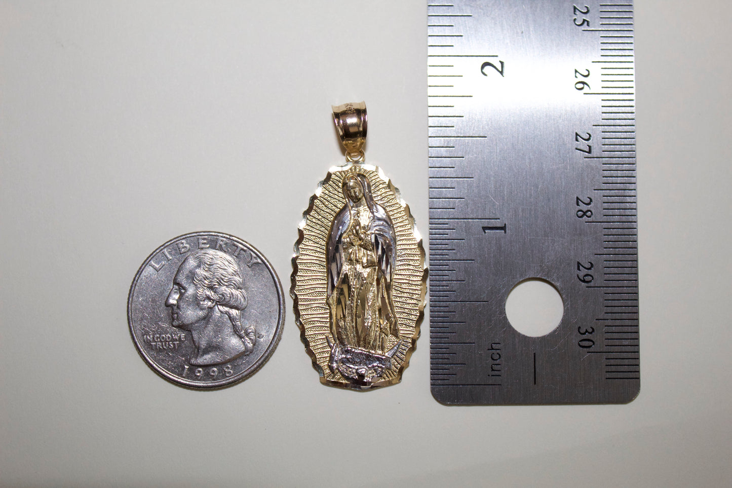 2 Tone Virgen De Guadalupe Pendant | 14K | Diamond Cut | Set Options Available