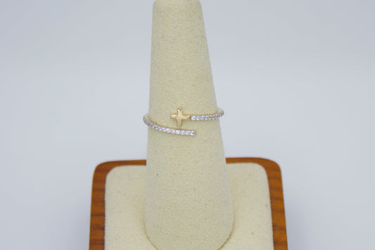 14K Cross Wrap Ring with CZ | Size 6.5