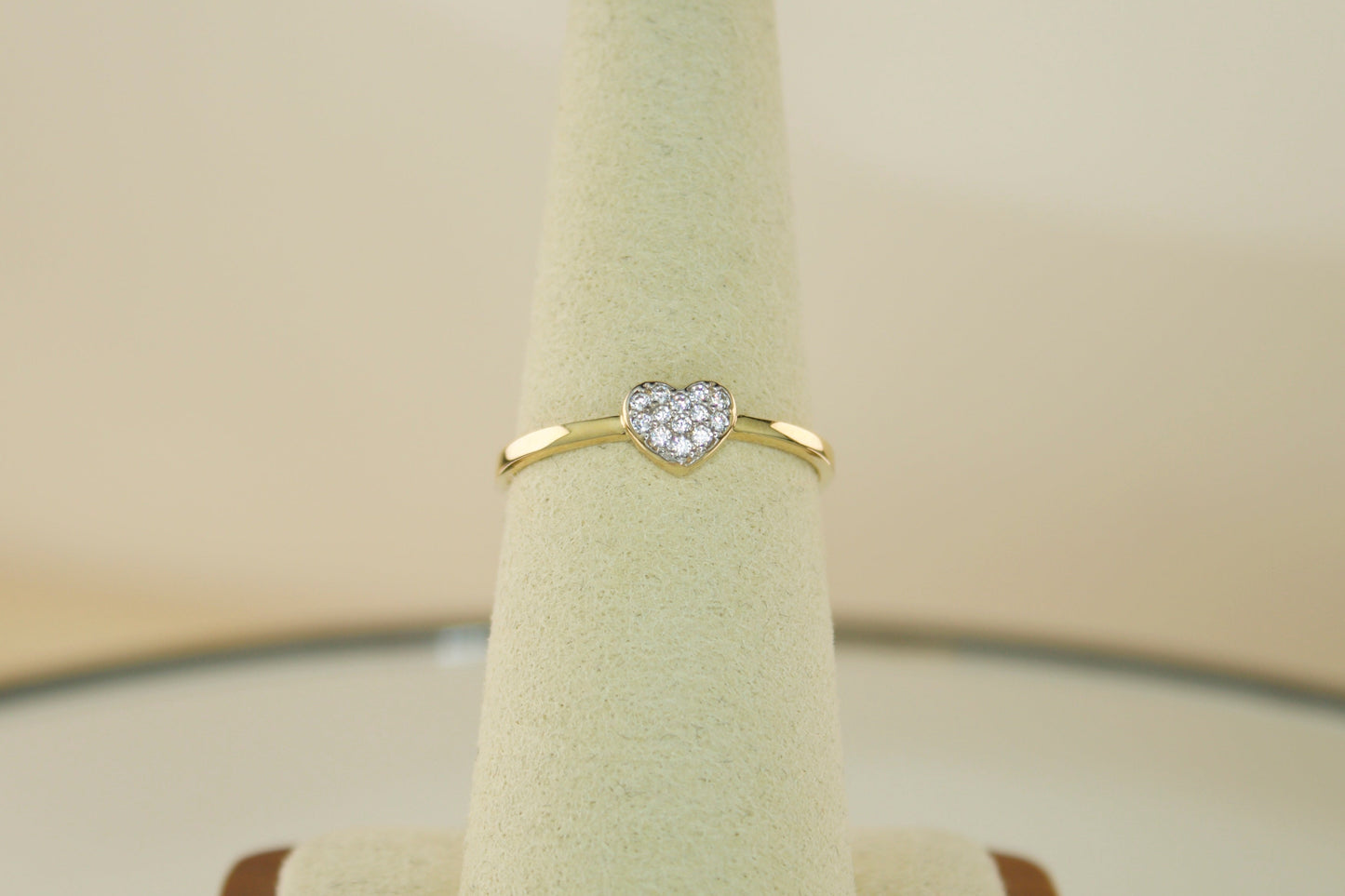 14K Pavé Heart Ring with CZ Accents | Size 7