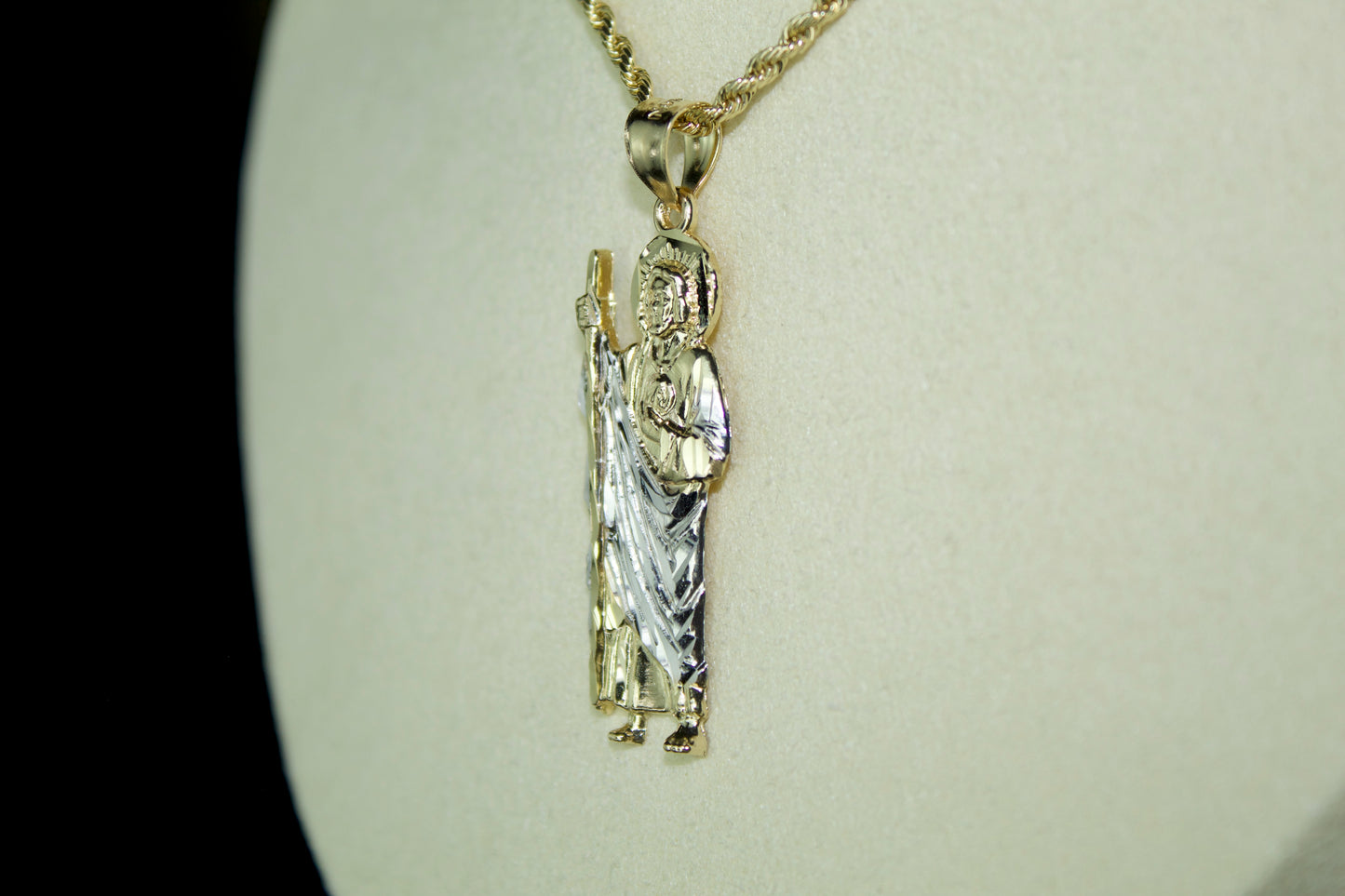 14K San Judas Two-Tone Diamond-Cut Pendant