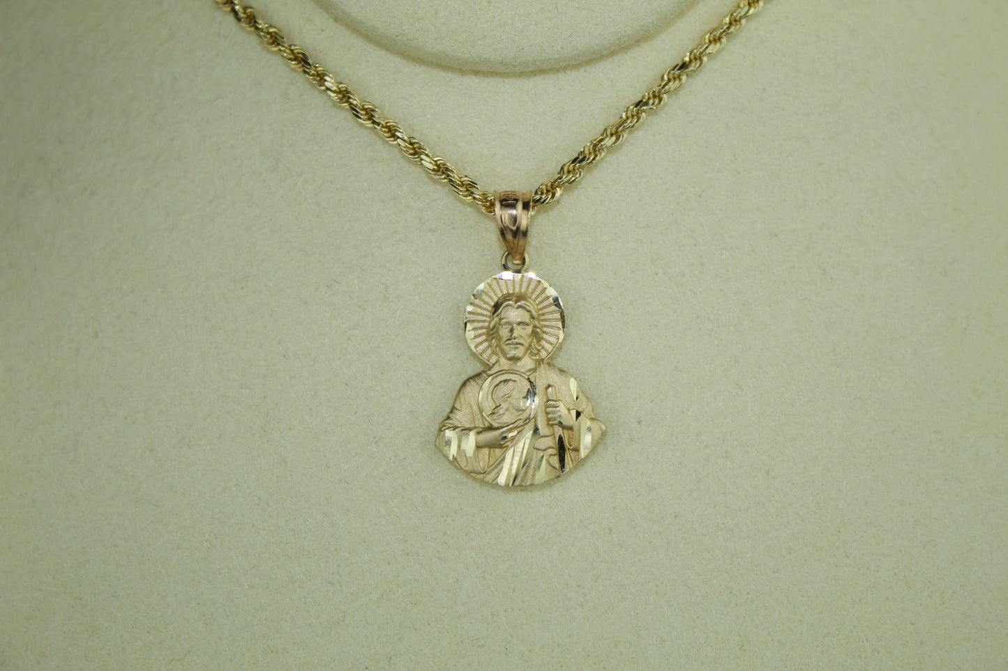 14K San Judas Pendant – Diamond Cut Radiance