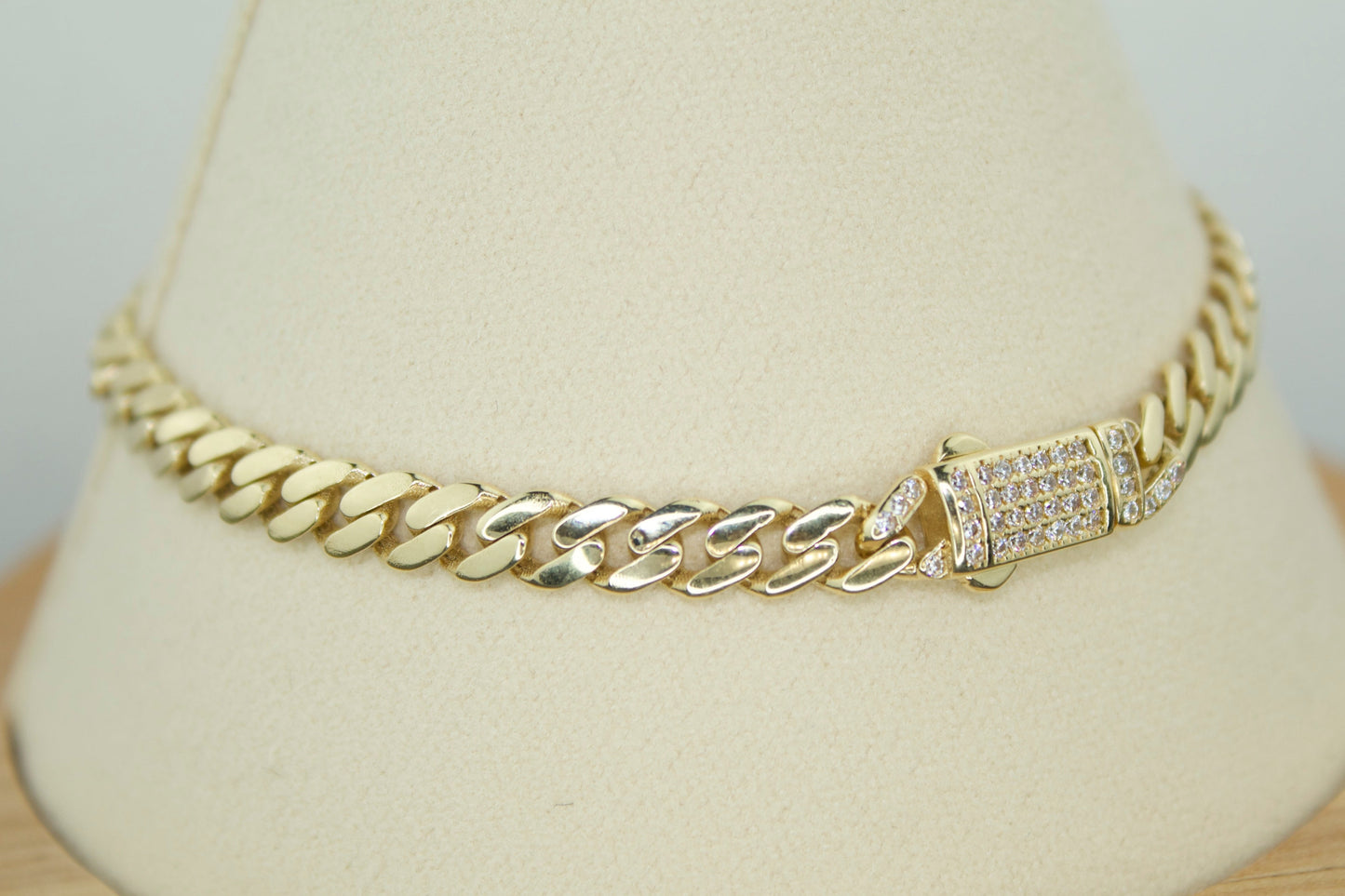14K Monaco Cuban Link Bracelet with CZ – 7.2"