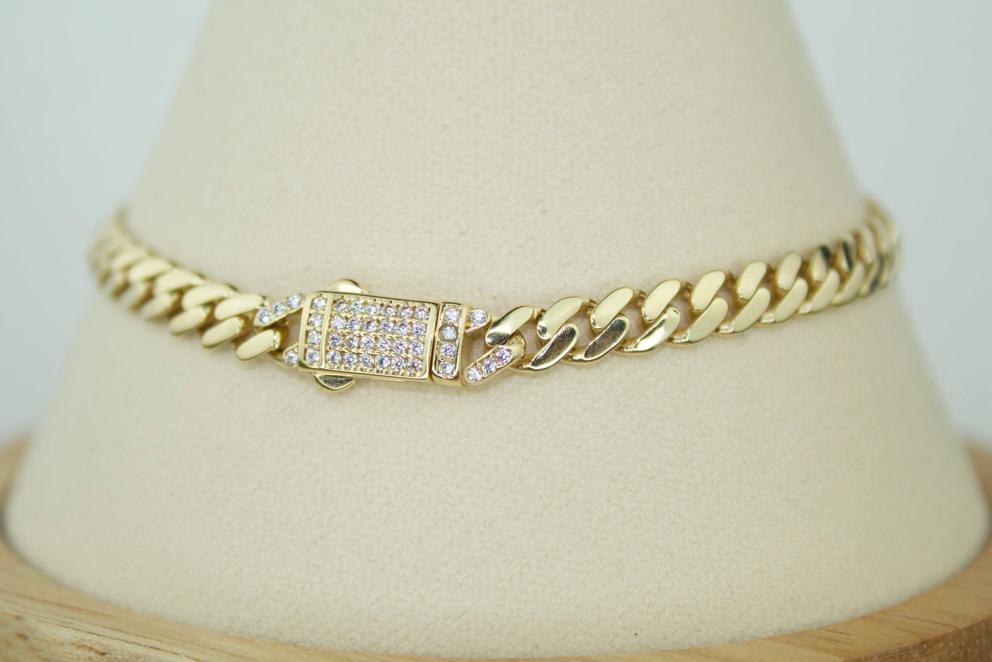14K Monaco Cuban Link Bracelet with CZ – 7.2"