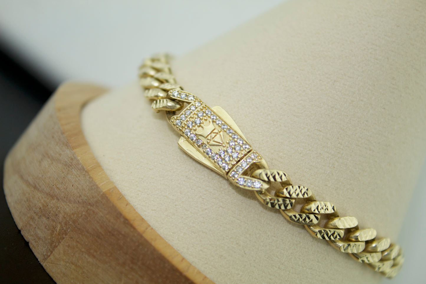 14K Monaco Diamond-Cut Cuban Link Bracelet – 8"