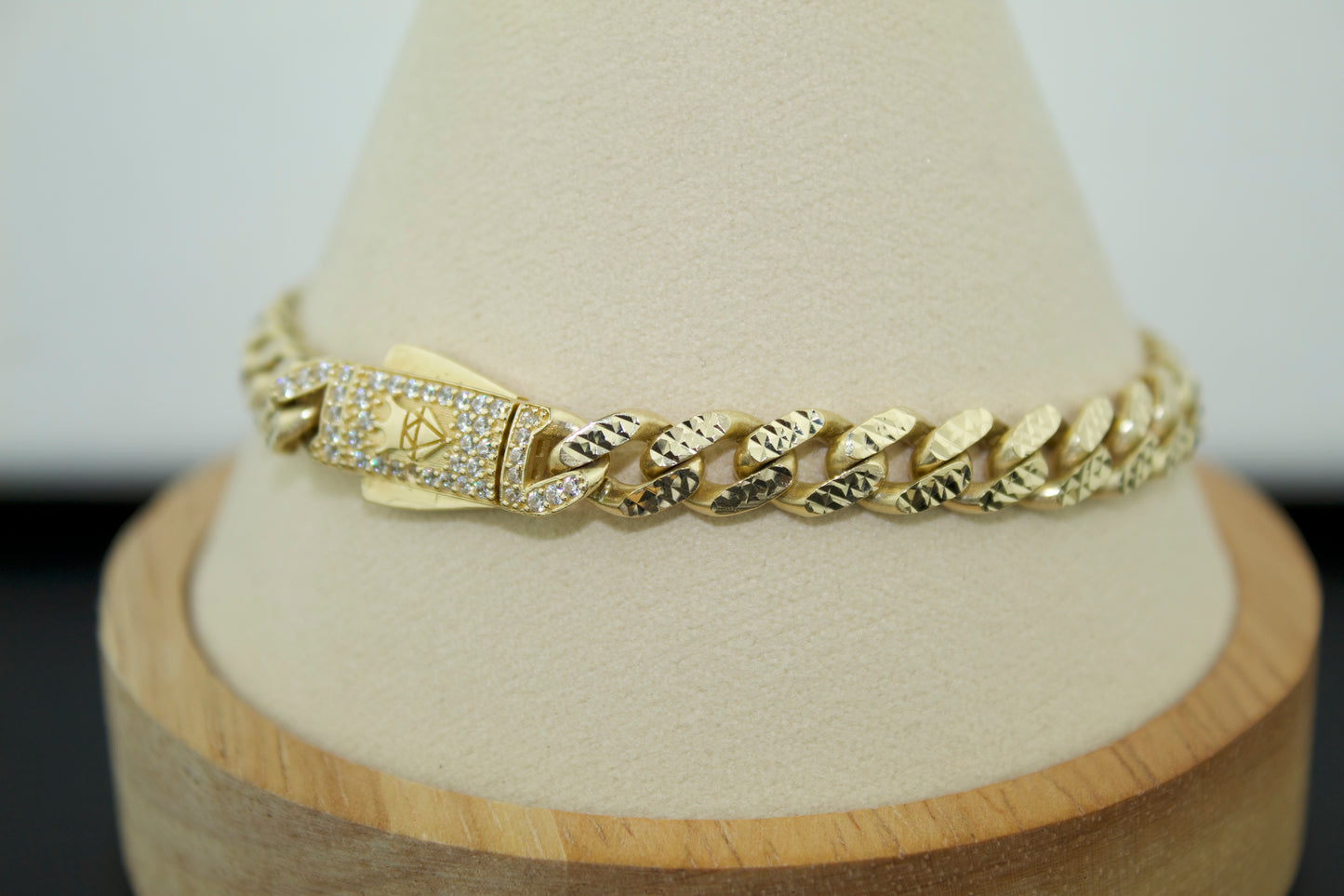 14K Monaco Diamond-Cut Cuban Link Bracelet – 8"