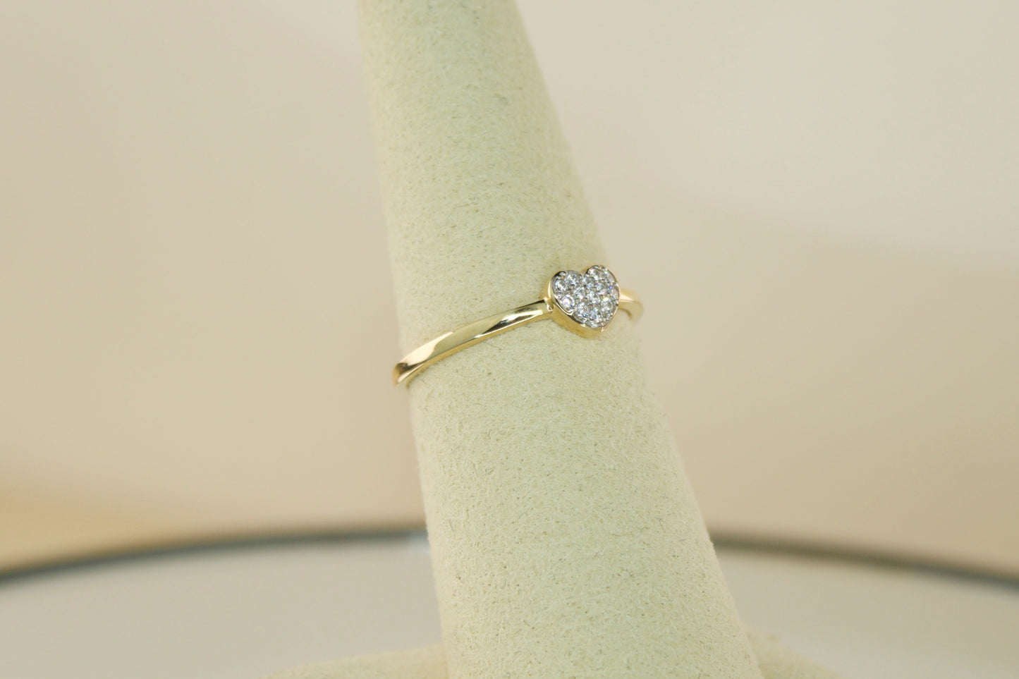 14K Pavé Heart Ring with CZ Accents | Size 7