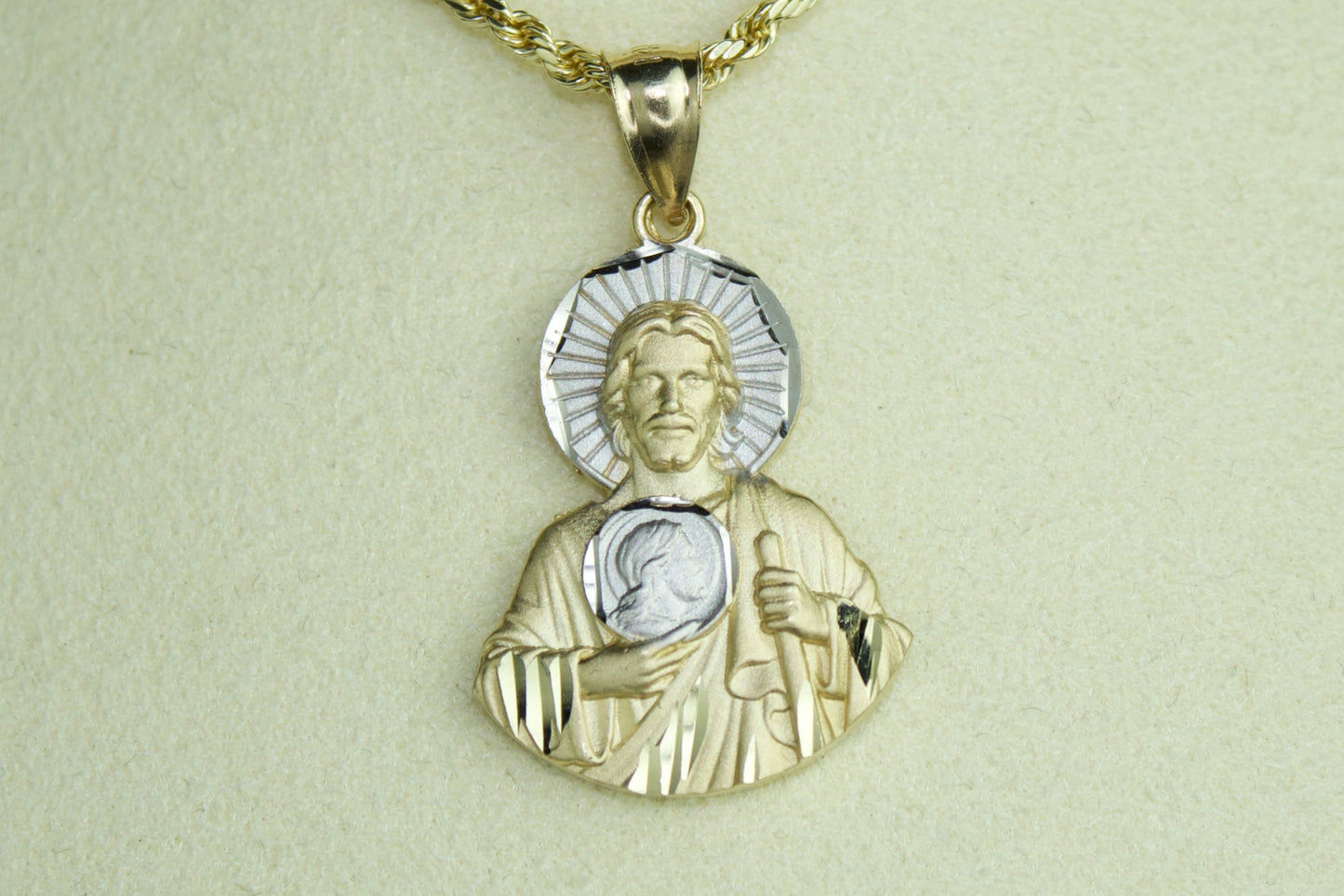 14K San Judas Diamond-Cut & Matte Pendant