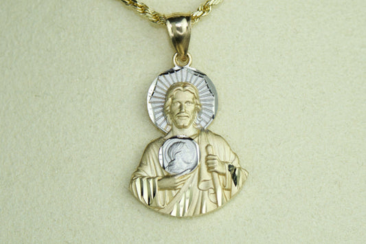 14K San Judas Diamond-Cut & Matte Pendant