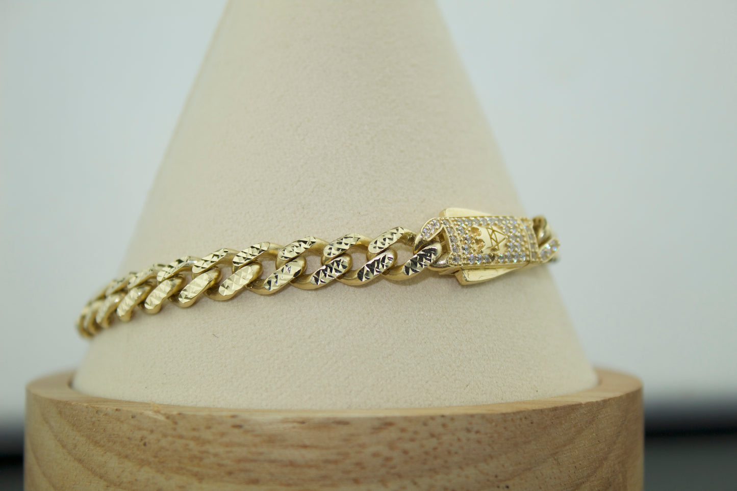 14K Monaco Diamond-Cut Cuban Link Bracelet – 8"