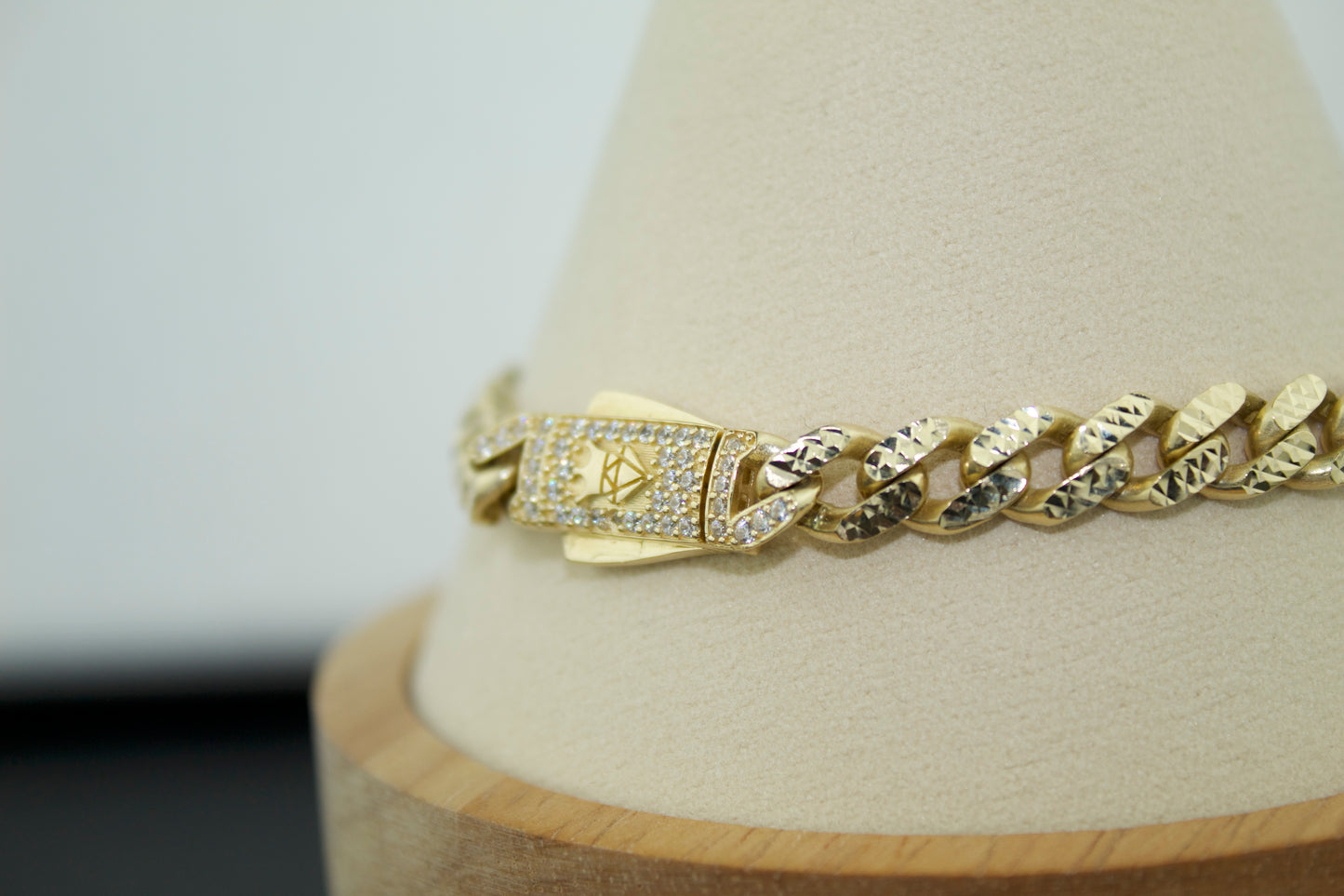 14K Monaco Diamond-Cut Cuban Link Bracelet – 8"