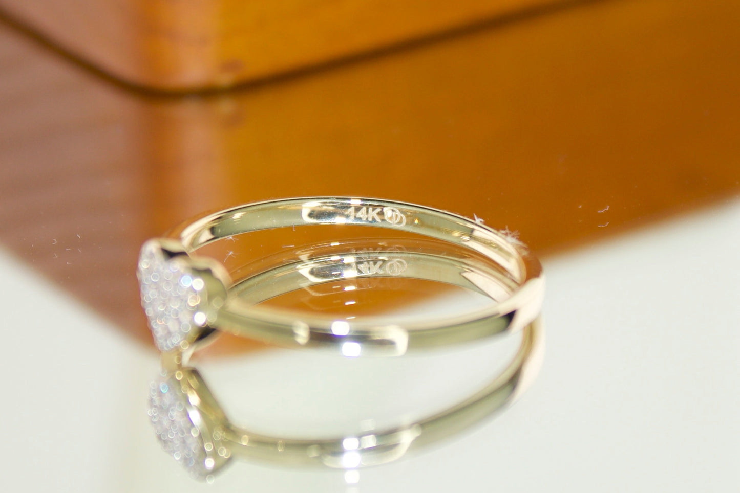 14K Pavé Heart Ring with CZ Accents | Size 7