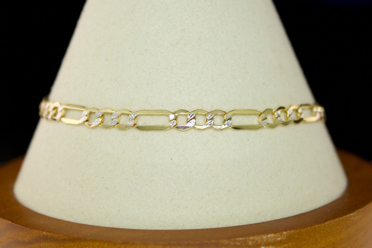 4mm Diamond Cut Figaro Bracelet | 10K | Two Tone | 8"