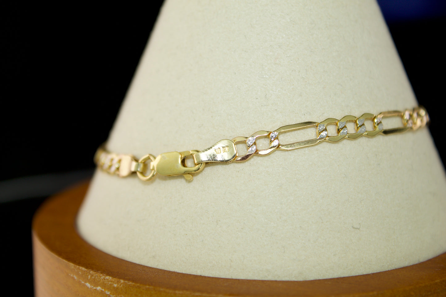 4mm Diamond Cut Figaro Bracelet | 10K | Two Tone | 8"