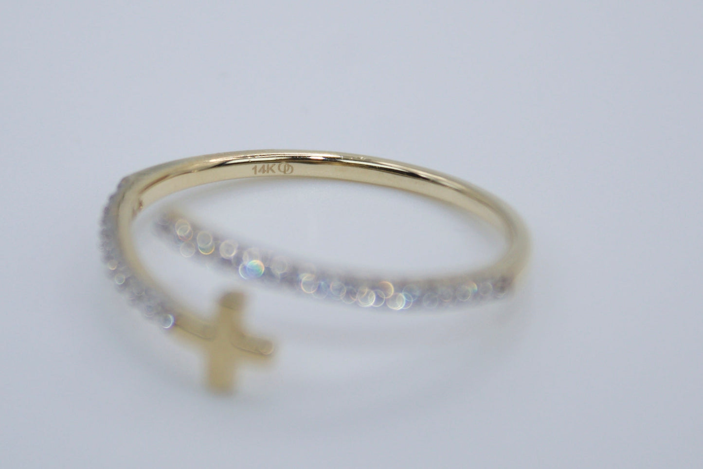 14K Cross Wrap Ring with CZ | Size 6.5