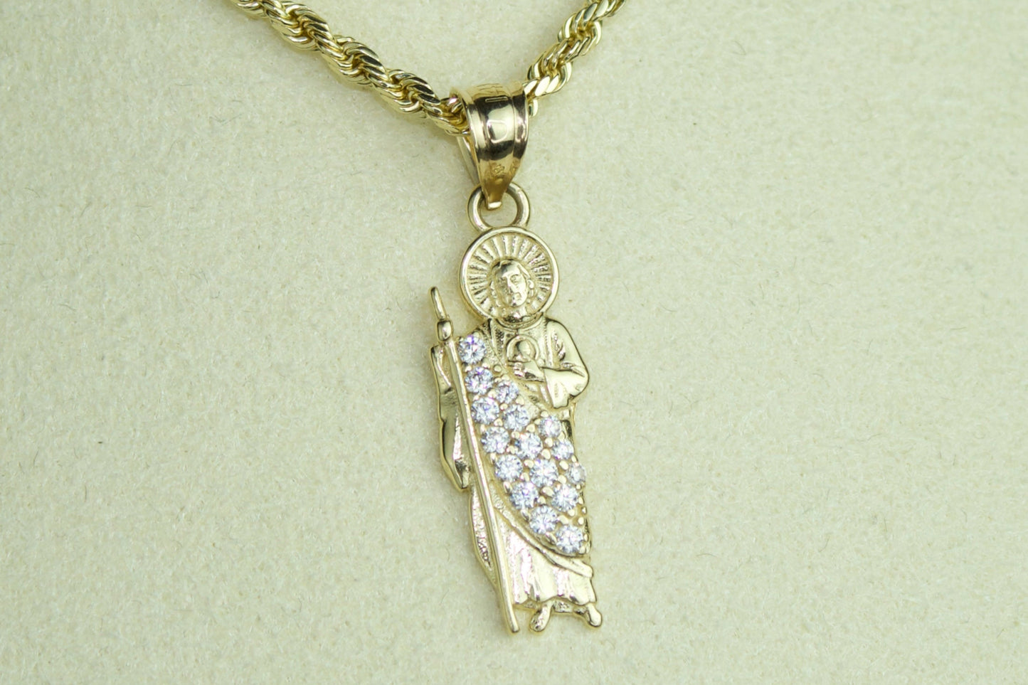 14K San Judas CZ Pendant