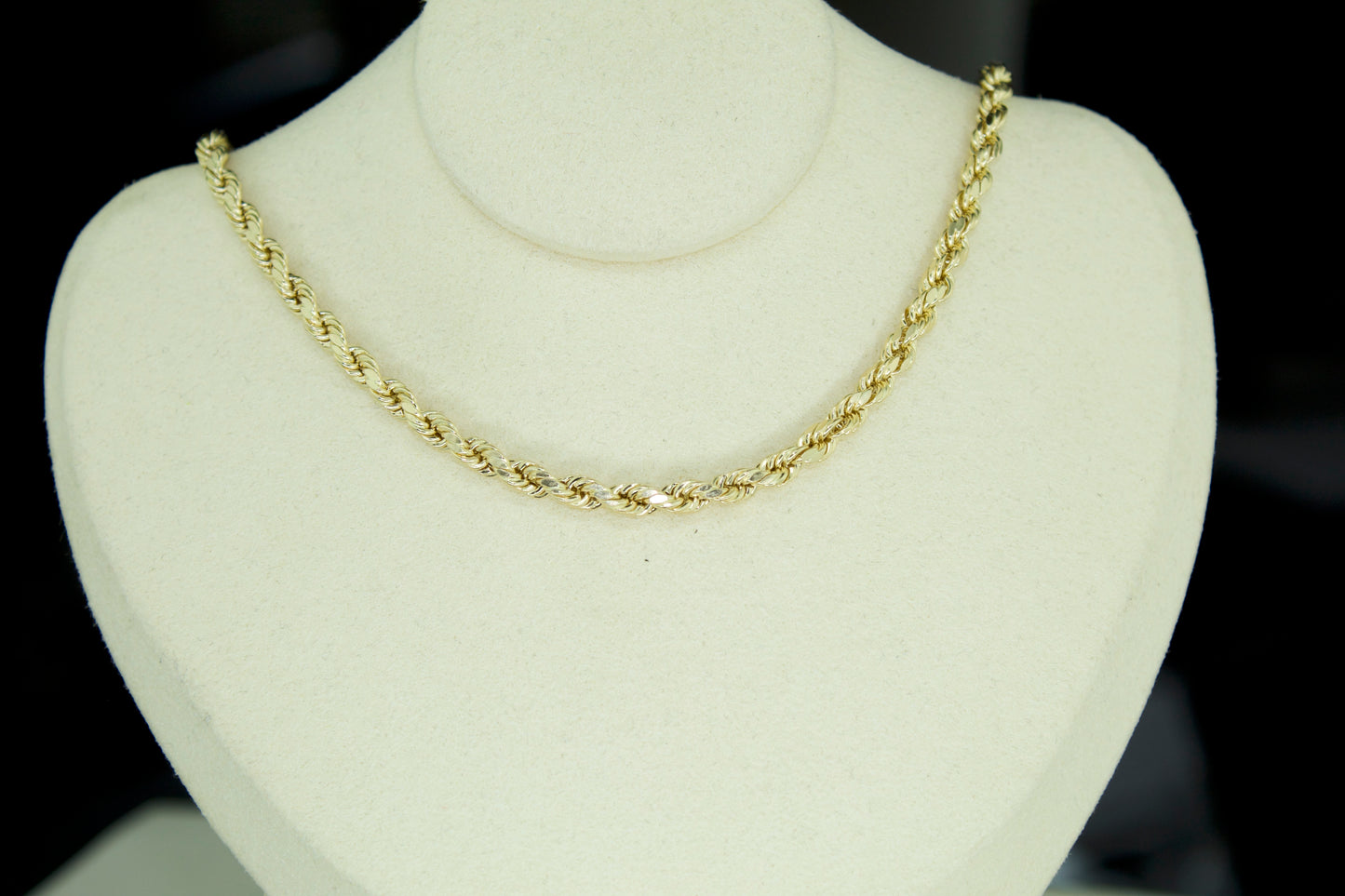 14K Diamond Cut Rope Chain | 4.1mm | Semi Hollow | 24 Inch