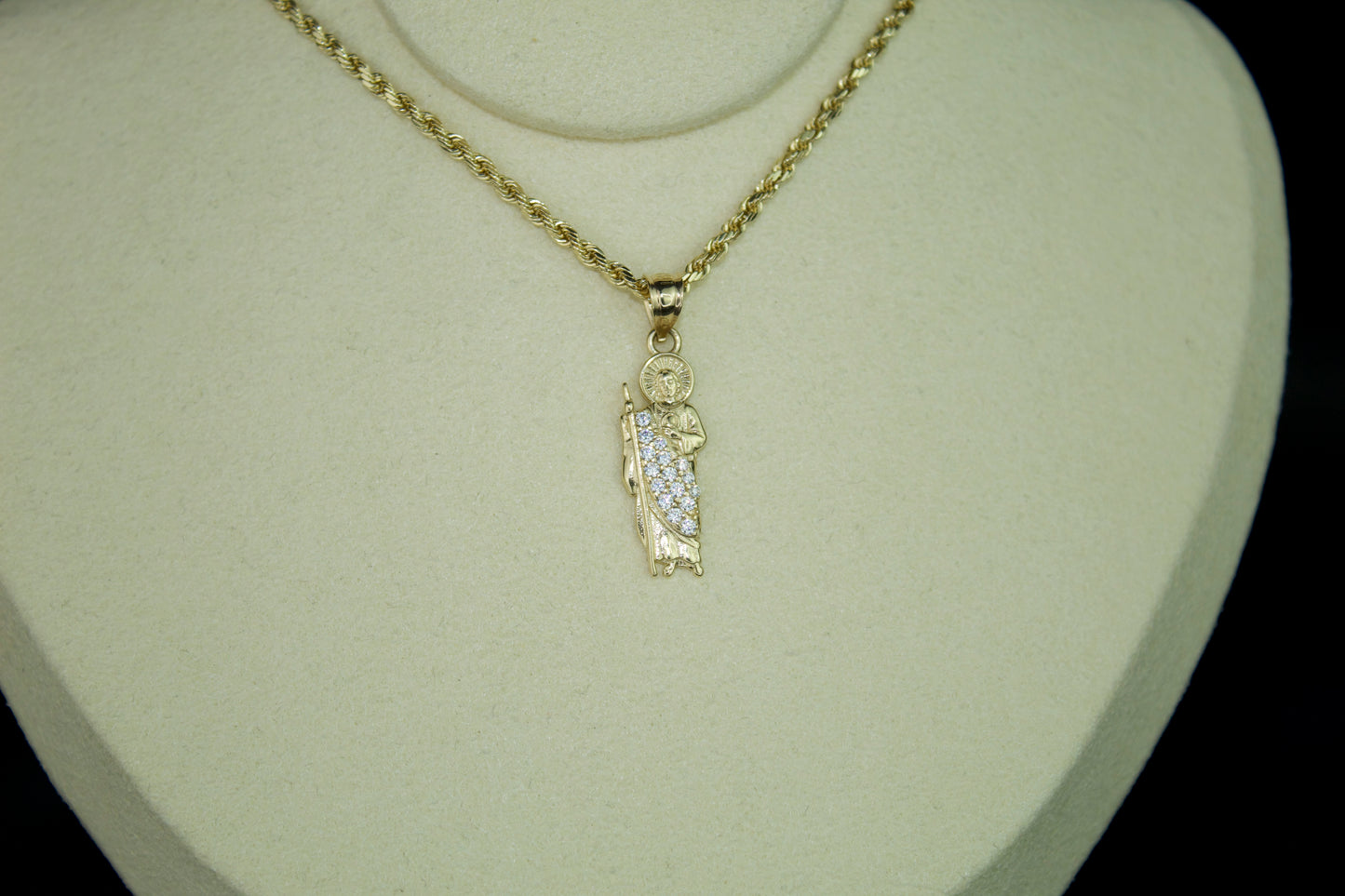 14K San Judas CZ Pendant