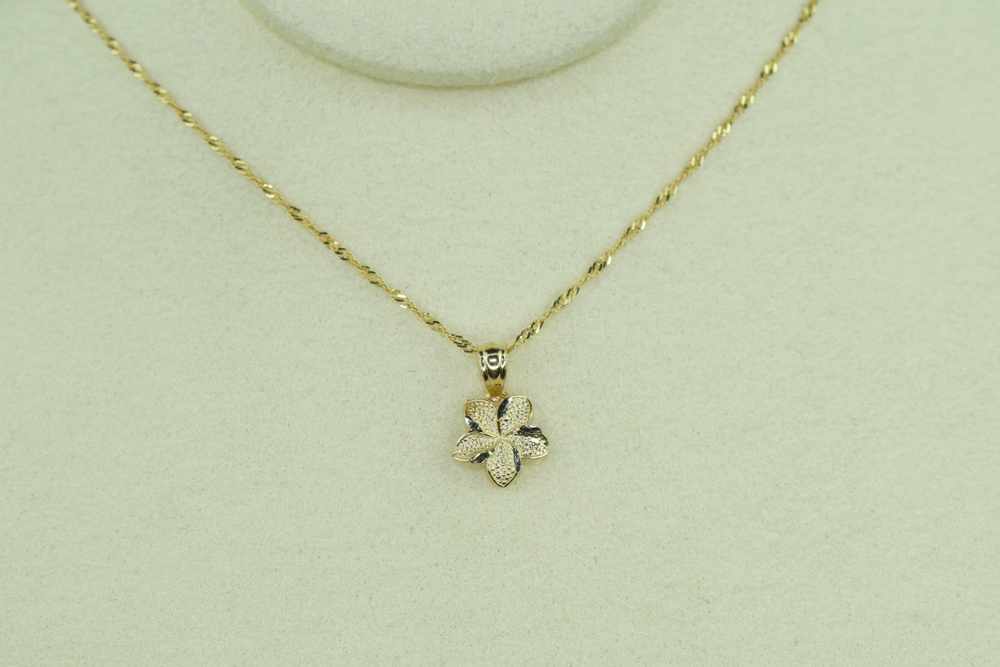 14K Eternal Hibiscus Set with Singapore Chain 18 Inch or 20 Inch