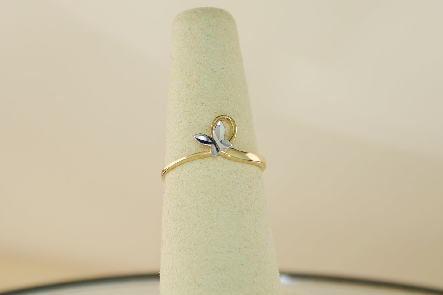 14K Two Tone Butterfly Bow Ring | Size 7