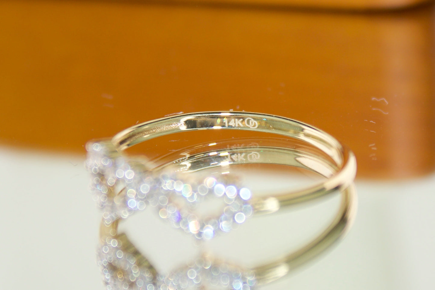14K Double Heart Ring with CZ Accents | Size 7